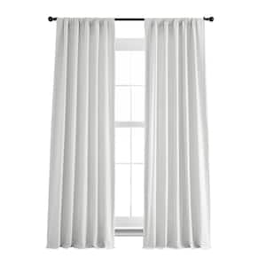 Crisp White French Linen Rod Pocket Room Darkening Curtain 50 in. W x 108 in. L Single Window Panel