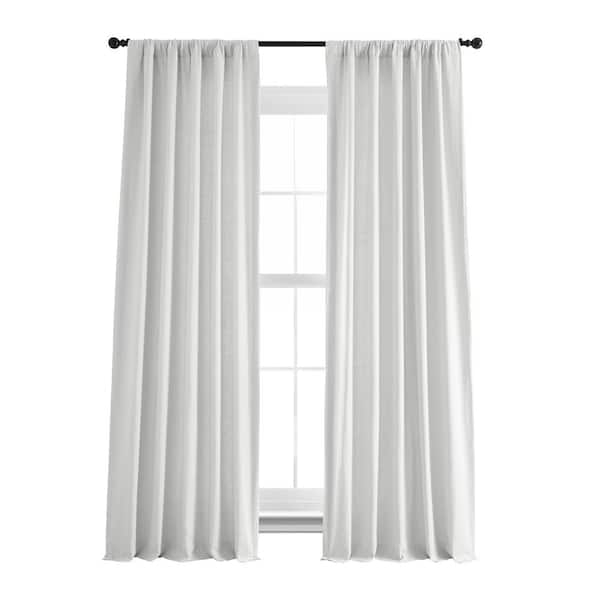 Exclusive Fabrics & Furnishings Crisp White French Linen Rod Pocket Room Darkening Curtain 50 in. W x 84 in. L Single Window Panel
