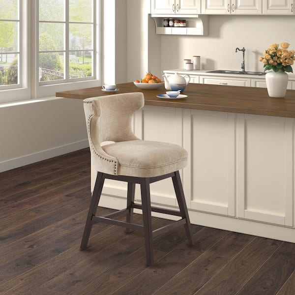 Madison Park Janet 25.75 in. Beige Wood Counter Stool