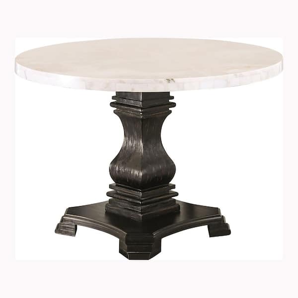 Apollo Rustic Farmhouse White Marble 48 in. Pedestal Dining Table Seats 4