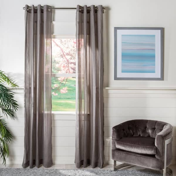 SAFAVIEH Charcoal Solid Grommet Sheer Curtain - 52 in. W x 84 in. L