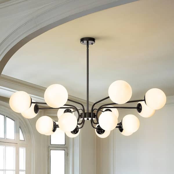 Daniel 16-Light Black Contemporary 2-Tiers Sputnik Chandelier