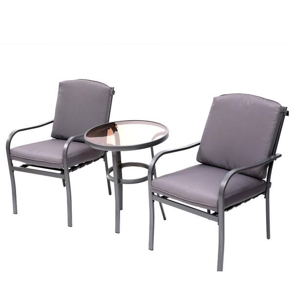 Amagenix 3Piece Metal Outdoor Furniture, Patio Table and Chairs