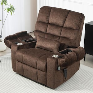 Chocolate-1 3-Motor Zero Gravity Power Lift Recliner with Armrest Storage, Massage and Heating