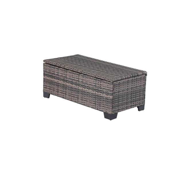 39 in. W x 20 in. D x 16 in. H Brown Wicker Outdoor Storage Cabinet