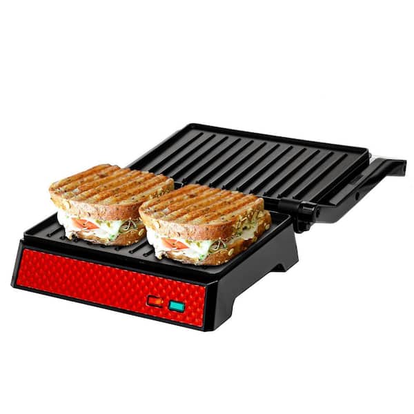 Forensische geneeskunde verkoopplan Celsius OVENTE Red Electric Panini Press Grill, 2-Slice 1000-Watt Heating Plate,  Drip Tray Included GP0620R - The Home Depot