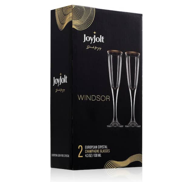 JoyJolt Set of 4 6.7oz Layla Crystal Champagne Glasses ,Clear