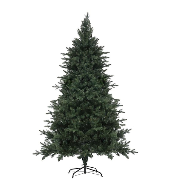 LuxenHome 7 ft. Pre-Lit PE/PVC Green Artificial Christmas Tree