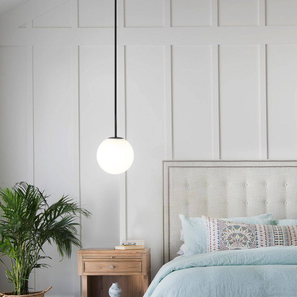 1-Light 7.8 in. Black Minimalist Modern Globe White Glass Pendant Light Hanging Light for Kitchen Dining Room Bedroom price history on PriceWatchPro