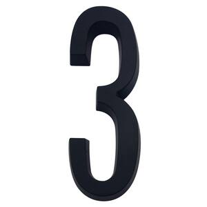 4 in. Flush Mount Matte Black Self-Adhesive House Number 3