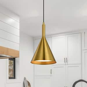 Carson 1-Light Gold Metal Cone Hanging Kitchen Pendant Light