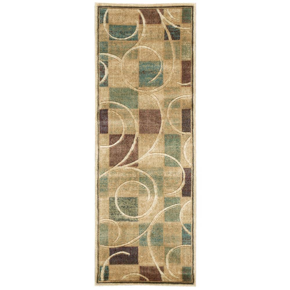 Expressions Beige 2 ft. x 8 ft. Geometric Contemporary Kitchen Runner Area Rug price history on PriceWatchPro