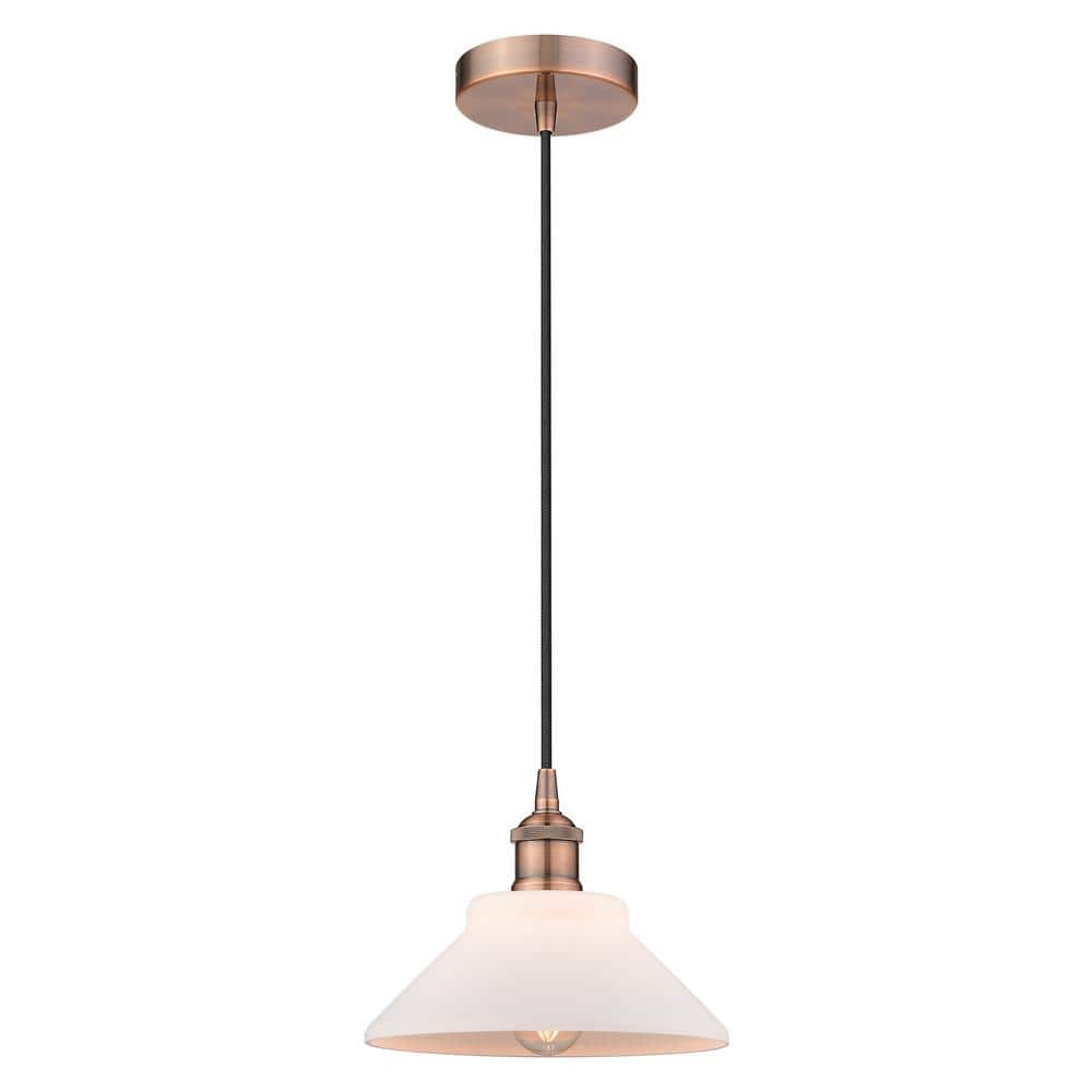 Orwell 60-Watt 1-Light Antique Copper Standard Mini Pendant Light with Painted Glass Shade, No Bulbs Included price history on PriceWatchPro