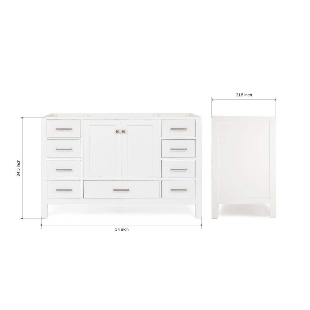 Cambridge 54" White Solid Wood Single Vanity Cabinet
