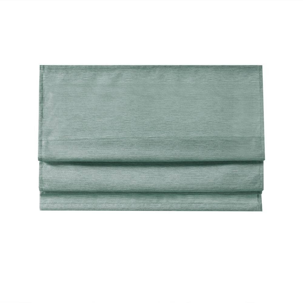 Green Faux Silk Cordless Blackout Roman Shade, 31" x 64"