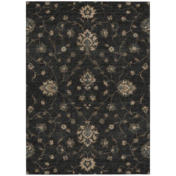 Chantille Machine Washable Indoor/Outdoor Abstract ACN3076 Black 5 ft. x 7 ft. 6 in. Area Rug