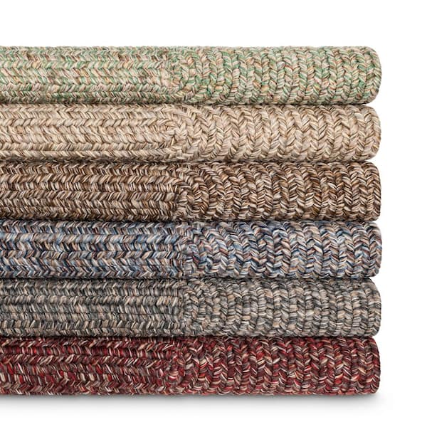 Newberry Oatmeal Tweed 2 ft. x 3 ft. Oval Indoor/Outdoor Braided Area Rug