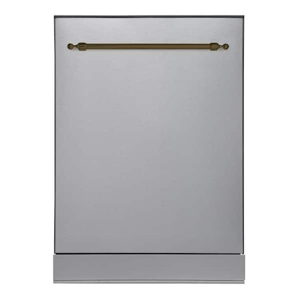 Hallman Classico 24 in. Dishwasher with Stainless Steel Metal Spray Arms in the Color SS with Classico Bronze handle