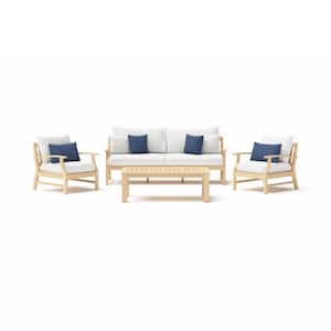 Kooper 4-Piece Wood Sofa and Club Chair Patio Conversation Set with Sunbrella Bliss Ink Cushions