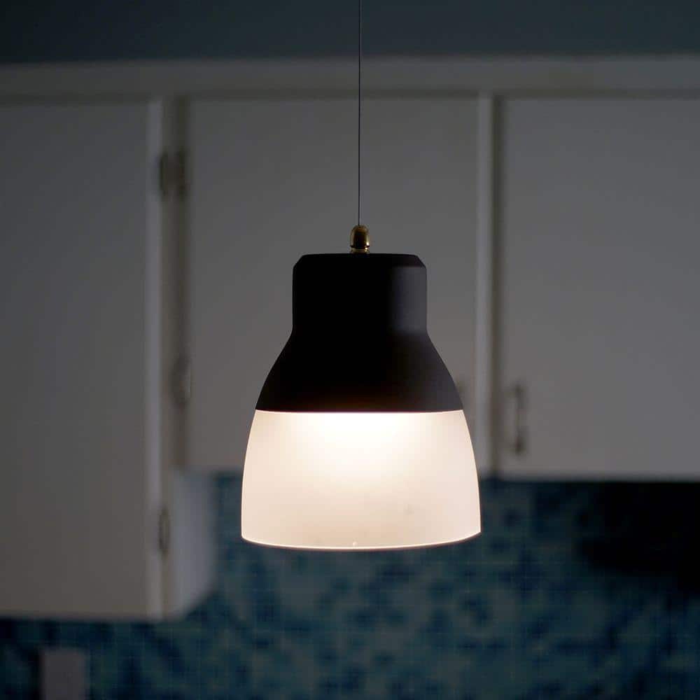 Bronze Mini Wireless LED Glass Pendant Light 10"