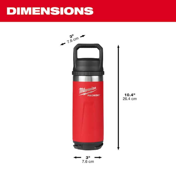 Milwaukee PACKOUT Red 18 oz. Insulated Bottle W/Chug Lid 48-22 