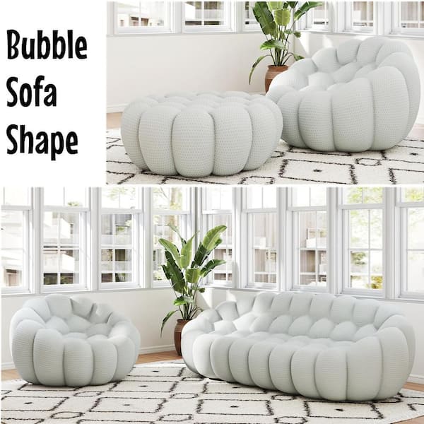 Magic Home Bubble Sofa, Gray 3D Knitted Fabric Armless Reading