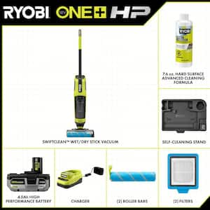 ONE+ HP 18V Cordless SWIFTClean Wet/Dry Stick Mop and Vacuum Kit with 4.0 Ah Battery and Charger