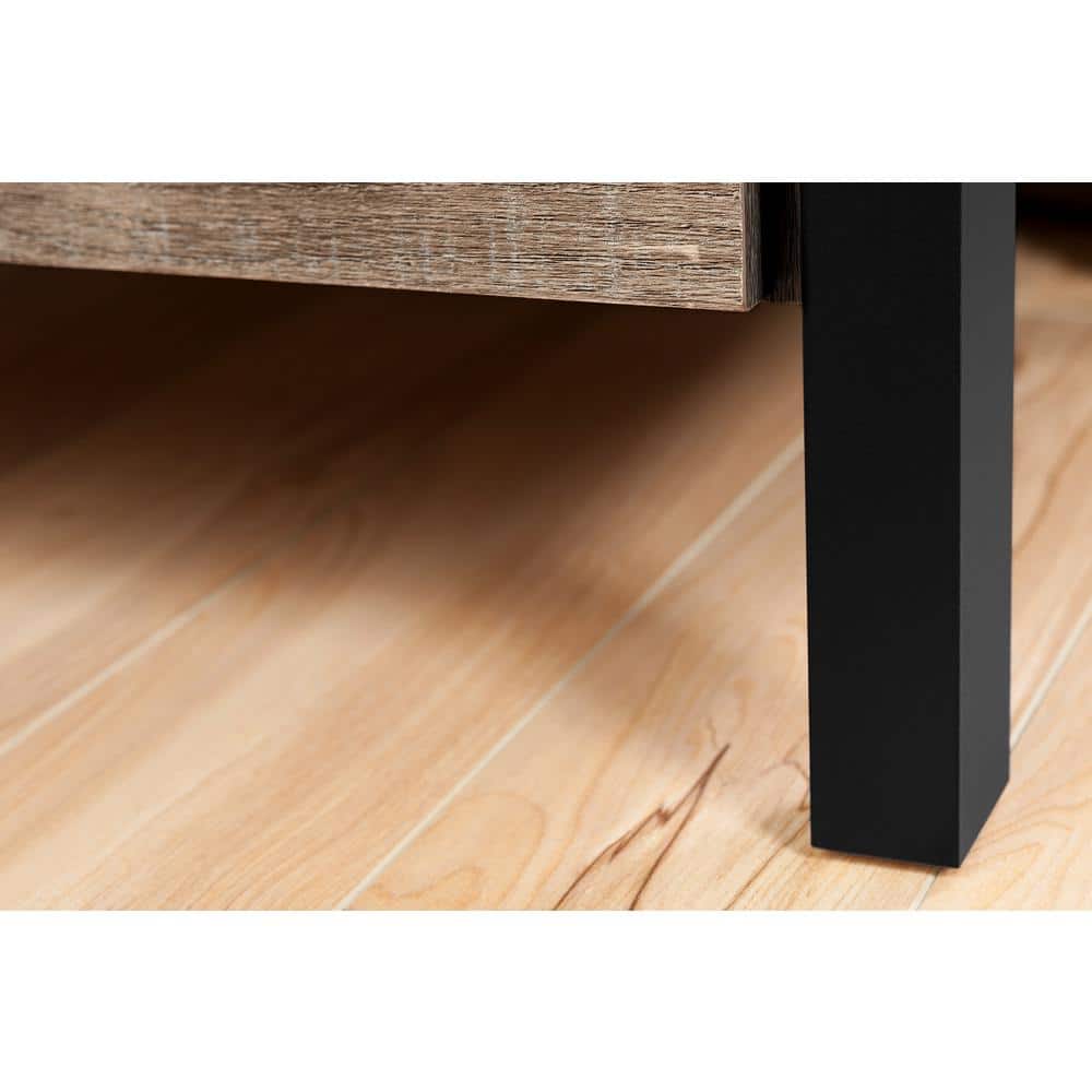 Weathered Oak and Matte Black Industrial Double Dresser with Soft Close Drawer