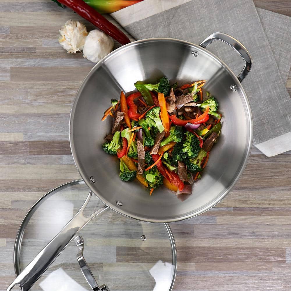 12-Inch Stainless Steel Pan with Tempered Glass Lid