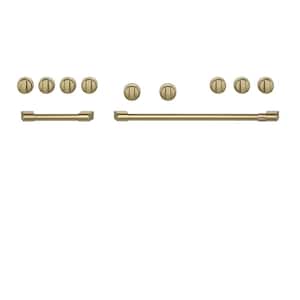 48 in. Pro Range and Rangetop Handle and Knob Kit in Brushed Brass