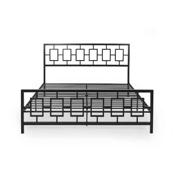 Noble House Claudia Flat Black Metal King Bed Frame