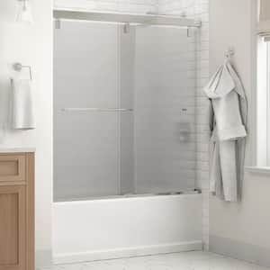 Mod 60 in. x 59-1/4 in. Soft-Close Frameless Sliding Bathtub Door in Chrome with 1/4 in. Tempered Rain Glass