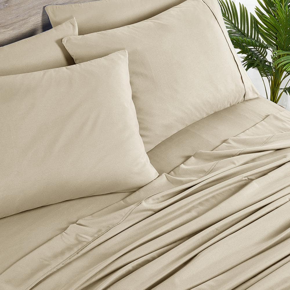 Warm Taupe Twin Bamboo Microfiber 6-Piece Sheet Set