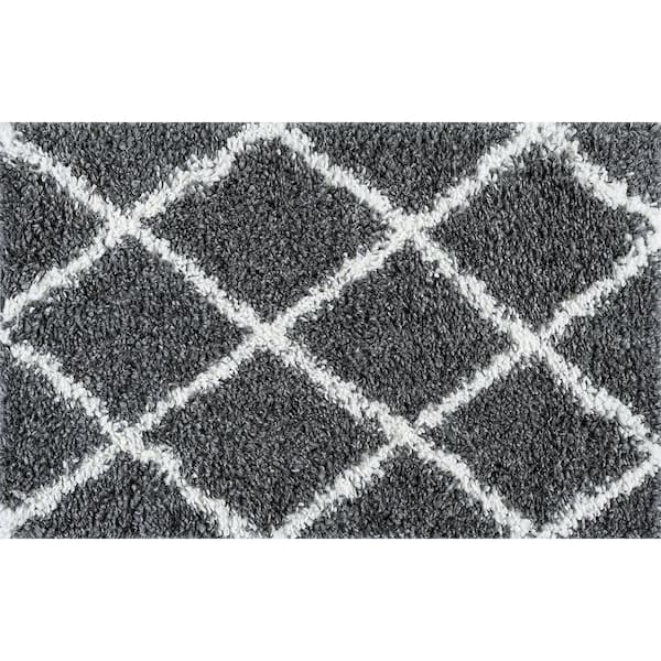 Tayse Rugs Soho Shag Diamond Gray 2 ft. x 3 ft. Indoor Area Rug