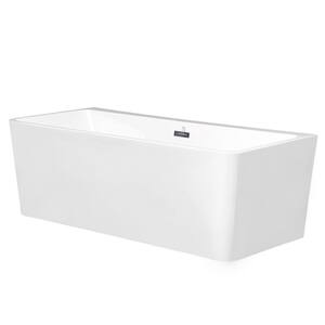 67 in. Acrylic Alcove Flatbottom Freestanding Bathtub Non-Whirlpool Soaking Tub in White