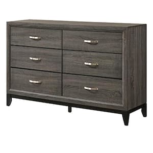 16 in. Gray 6-Drawer Dresser