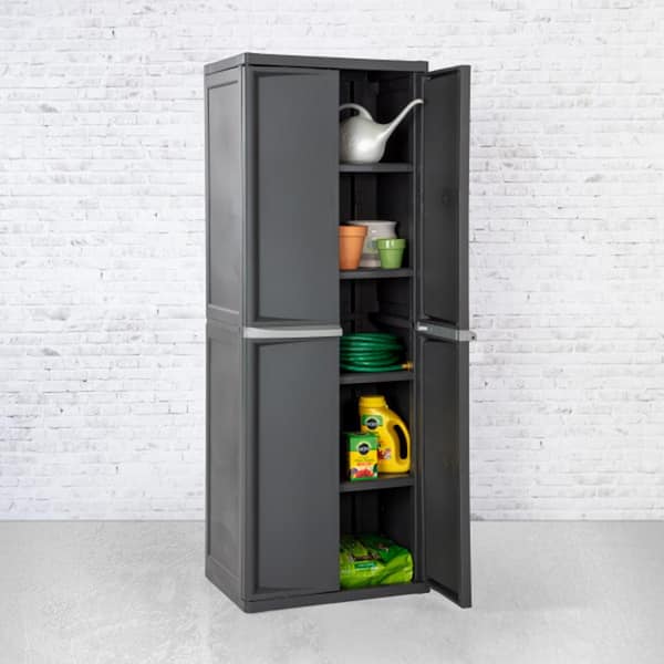 Sterilite - Adjustable 4-Shelf Gray Storage Cabinet with Doors, 2 Pack
