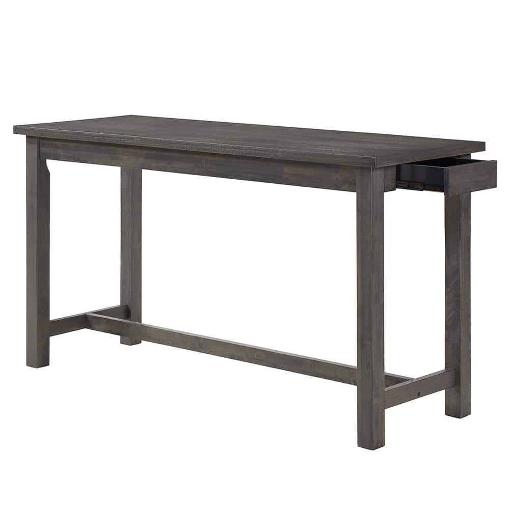 Transitional Gray Ash Veneer Counter Height Dining Set with USB Ports
