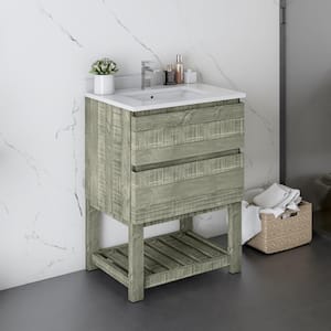 Formosa 24 in. W x 20 in. D x 35 in. H White Single Sink Bath Vanity in Sage Gray with White Vanity Top