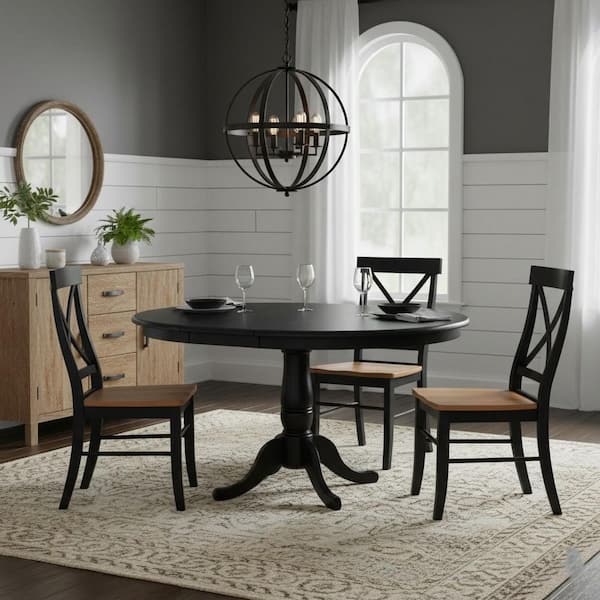 Black 36 in. x 36 in. x 48 in. Extension Laurel Pedestal Table