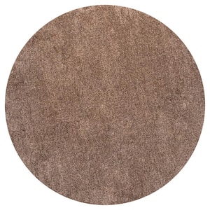 Haze Solid Low-Pile Brown 5 ft. Round Area Rug