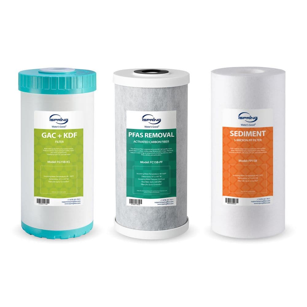 Whole House Water Filter Replacement Pack, Removes PFAS, Heavy Metals, Sediment, Chlorine, Fits