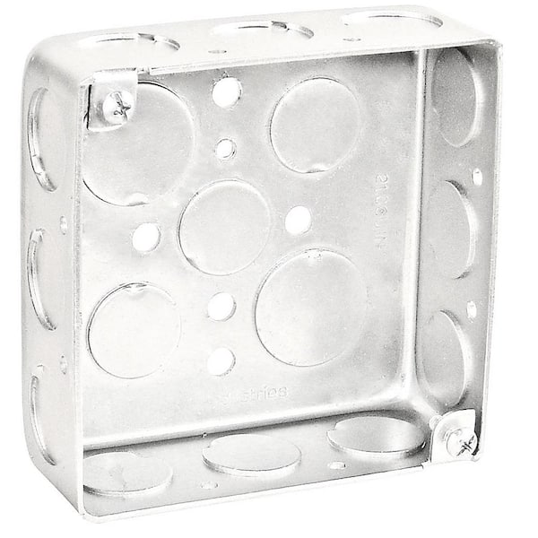 Southwire 4 in. W x 1-1/2 in. D Steel Metallic Drawn Square Box with Sixteen 1/2 in. KO's (1-Pack)