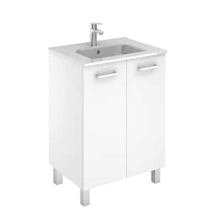 Logic 23.6 in. W x 18.0 in. D x 33.0 in. H Bath Vanity in Glossy White with Vanity Top and Ceramic White Basin