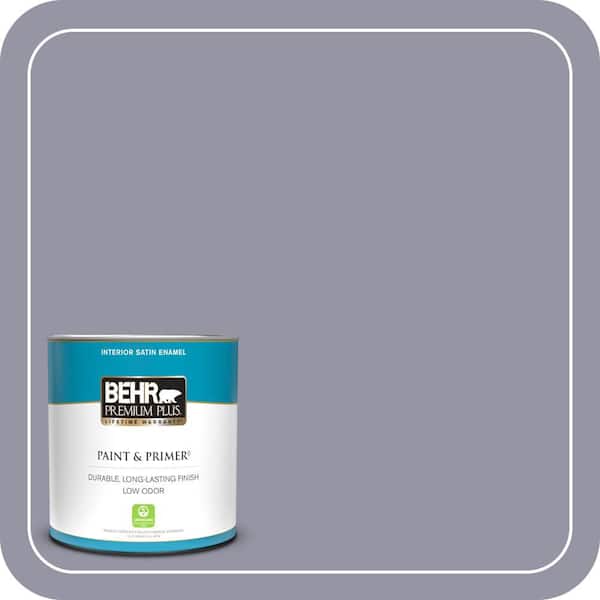BEHR PREMIUM PLUS 1 qt. #640F-5 Ash Violet Satin Enamel Low Odor Interior Paint & Primer