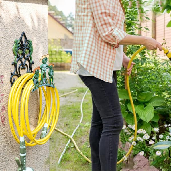Cubilan - Garden Hose Holder Wall Mounted, Large Capacity and Heavy Duty Cast Iron Water Hose Holder for Outside
