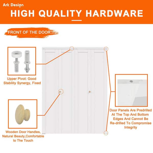 48 in. x 80 in. Solid Core 1-Lite Panel White Primed Composite MDF Interior Closet Bi-fold Door with Hardware