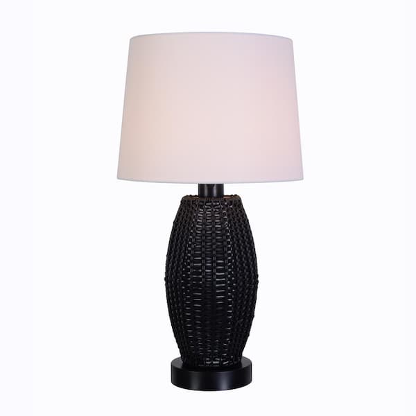 Hampton Bay Chaleston 28 in. Black Outdoor/Indoor Tapered Table Lamp
