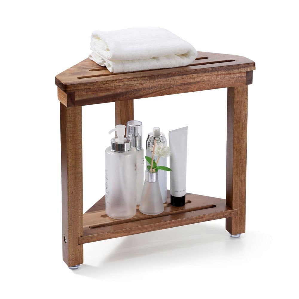 Dual-Layer 8.7 in. D x 15.19 in. W x 14.1 in. H Freestanding Walk-In Shower Seat in Brown with Storage for Small Spaces price history on PriceWatchPro
