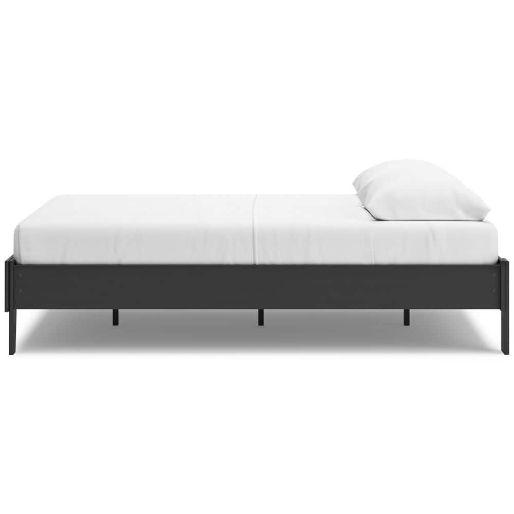 Matte Black Queen Platform Bed with Storage Drawers